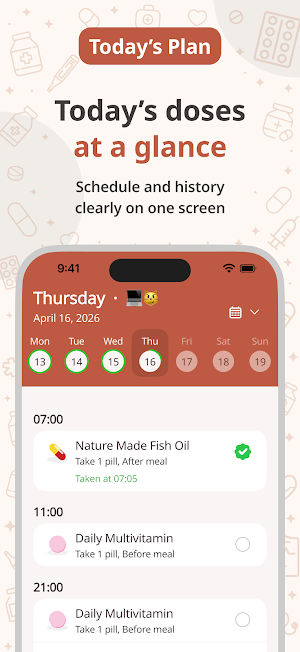 Mewdicate: Pill Reminder Alarm Screenshot 1