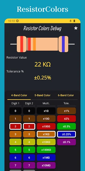 ResistorColors Colors To Ohm Screenshot 0