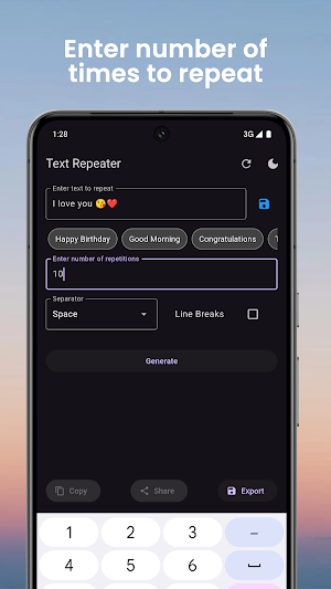 Text Repeater - Repeat Text Screenshot 2