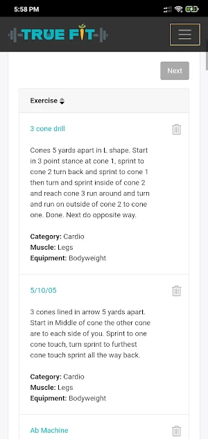 True Fit Training & Nutrition Screenshot 2