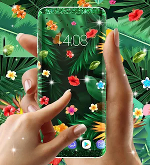 Tropical jungle flowers and leaves live wallpaper Screenshot 1