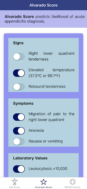 Pocket Appendicitis Score - AIR, Alvarado, RIPASA Screenshot 1