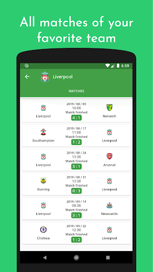 FootScores - Live football scores Screenshot 1