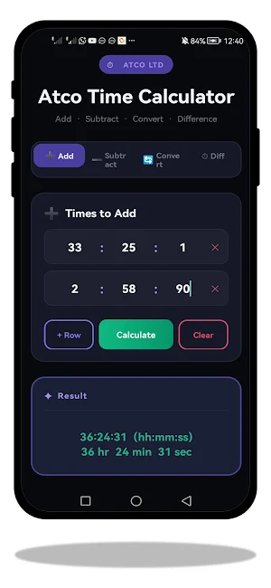 Atco Time Calculator Screenshot 3
