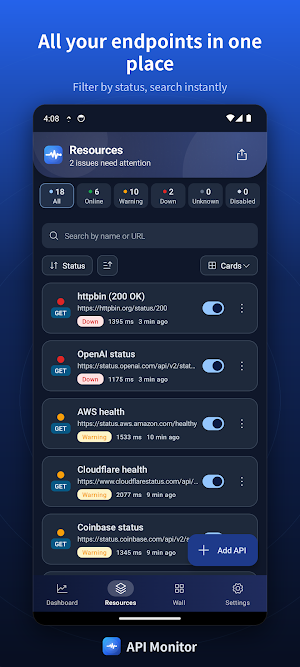 API Monitor — Uptime & Latency Screenshot 1