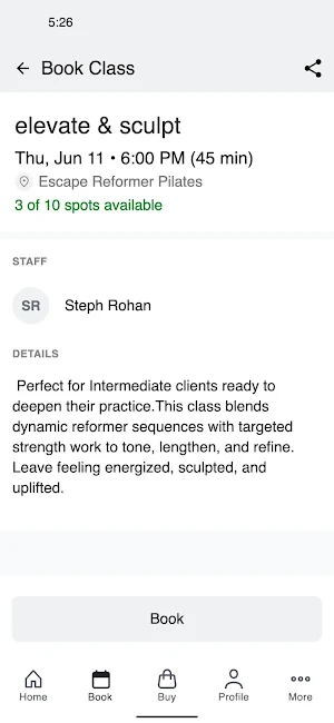 Escape Reformer Pilates Screenshot 2
