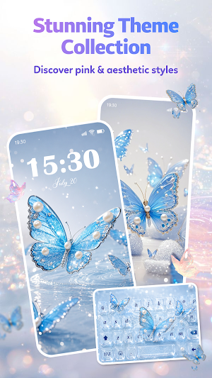 Butterfly Theme: Pink Keyboard Screenshot 0