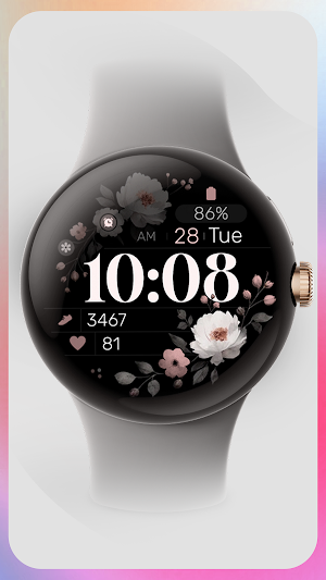 Simple Floral 3 Watch Face Screenshot 3