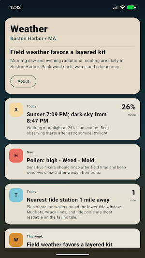 Bearing: Field Almanac Screenshot 2