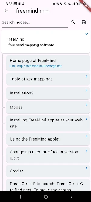 Simple Freemind MindMap Reader Screenshot 3