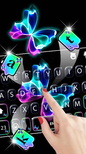 Neon Butterfly Keyboard Background Screenshot 2