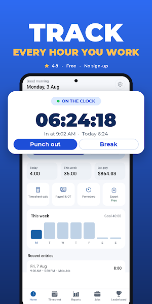 Time Clock Calculator Screenshot 0