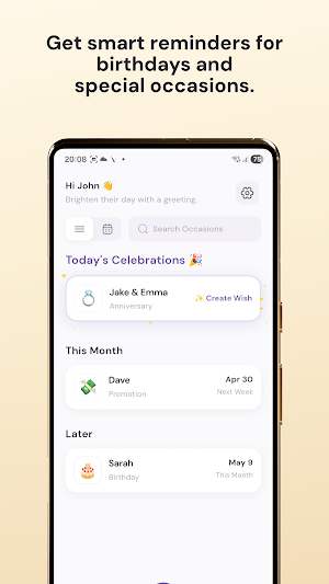 WishDay: AI Birthday Reminder Screenshot 1