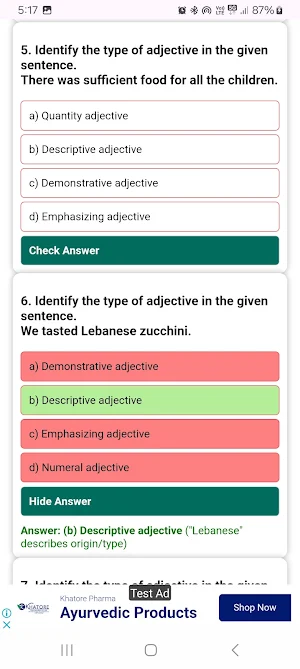 English Grammar MCQ Questions Screenshot 2