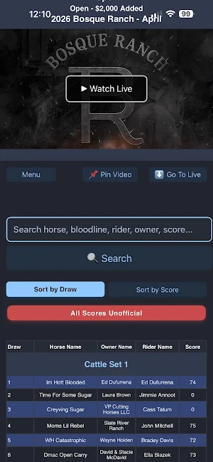 Video West Live Scoring Screenshot 2
