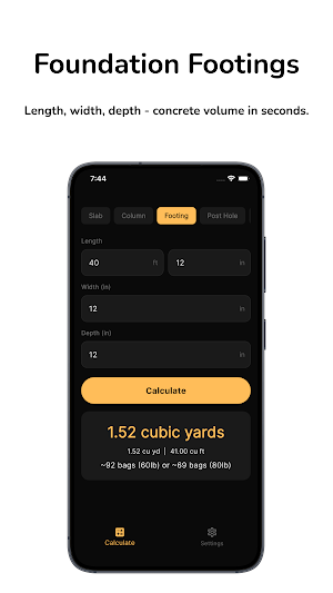 Concrete Calculator: Slab+Yard Screenshot 2
