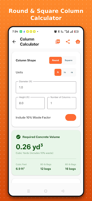 Concrete Footing Calculator Screenshot 0