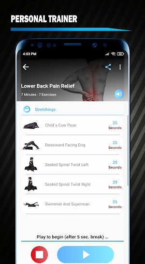 Back pain relief exercises at home PRO Screenshot 2