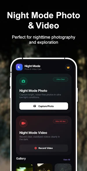 Night Mode Photo & Video Cam Screenshot 1