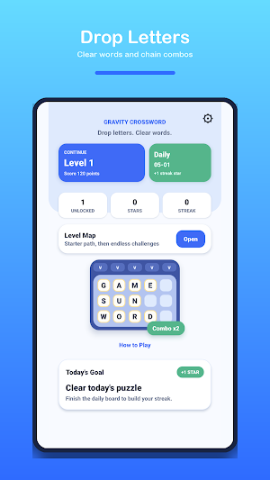Gravity Crossword: Word Drop Screenshot 0