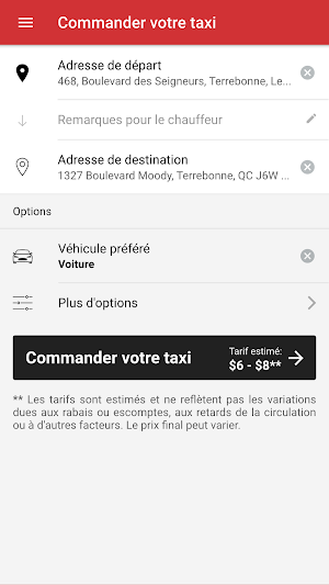 Taxi Terrebonne Screenshot 1