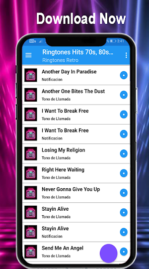Free mobile ringtone Hits from the 70s, 80s, & 90s Screenshot 3