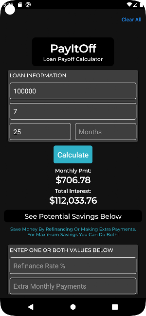 Loan Payoff Calculator Screenshot 1