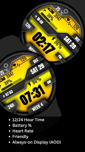 Yellow Digital Watch Face Screenshot 1