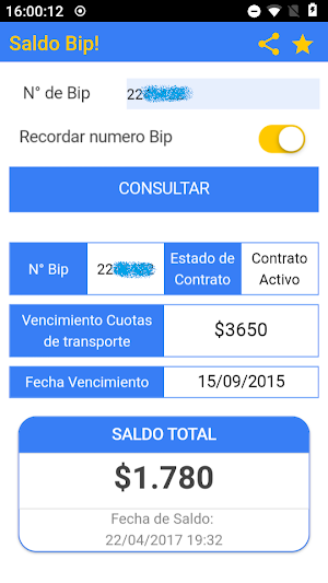 Saldo Bip! Screenshot 0