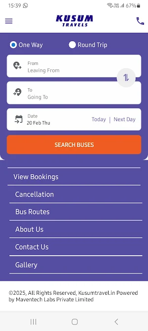 Kusum Travels Screenshot 0