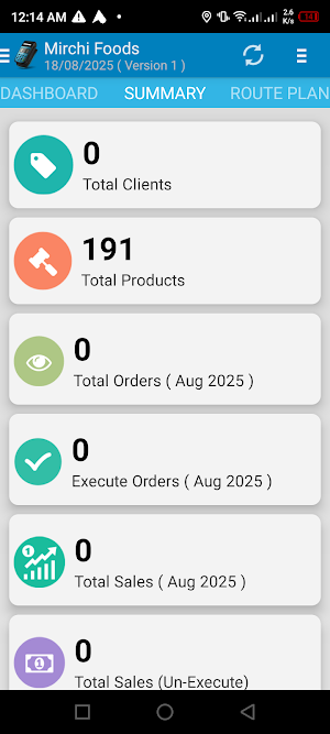 Mirchi Foods – Order Booking Screenshot 1