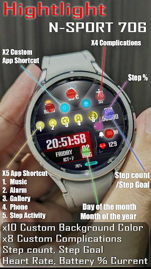 N-SPORT706 Dial App Watch Face Screenshot 2