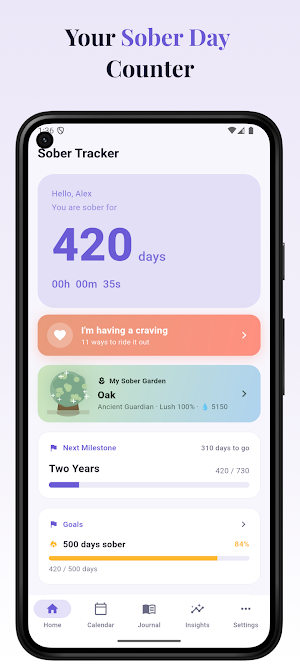 Sober Tracker: Quit Drinking + Screenshot 1