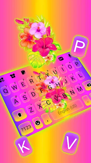 Colorful Flowers Keyboard Background Screenshot 1