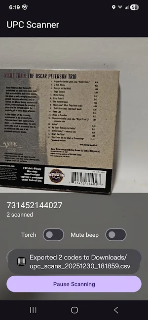 M Media UPC Scan Screenshot 1