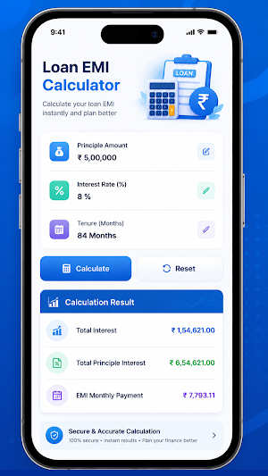 LoanCash - EMI Loan Calculator Screenshot 2