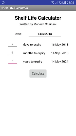 Shelf Life Calculator Screenshot 0