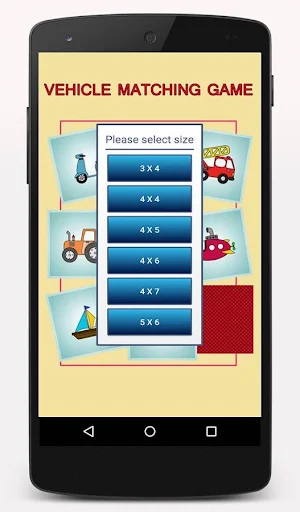 Vehicle Matching Game. Screenshot 2