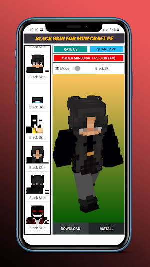 Black Skin for Minecraft PE Screenshot 2