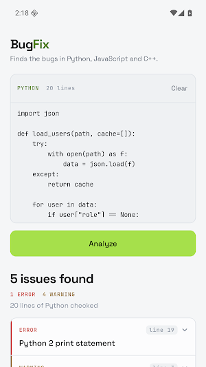 BugFix: Code Bug Finder Screenshot 2