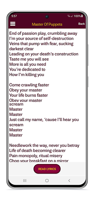 Metallica Lyrics & Wallpapers Screenshot 3