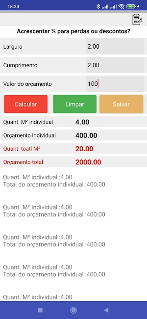 calculadora por M² Screenshot 1