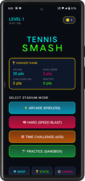 Tennis Smash Game Screenshot 1