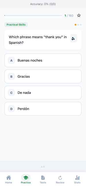 Spanish Vocabulary Basics Quiz Screenshot 1
