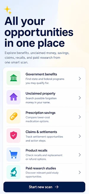 Benefit Finder: Grants, Claims Screenshot 2
