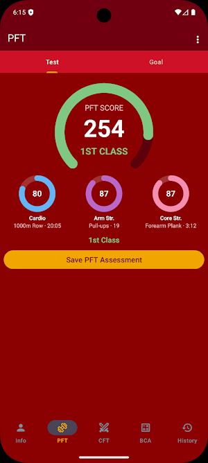 Fitness Calc for Marines Screenshot 1