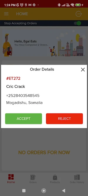 Egaleats Orders Management Screenshot 1
