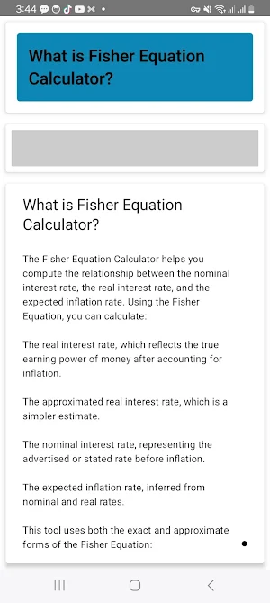 Fisher Equation Calculator Screenshot 1