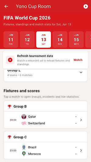 Yono TV - Live Scores Screenshot 1