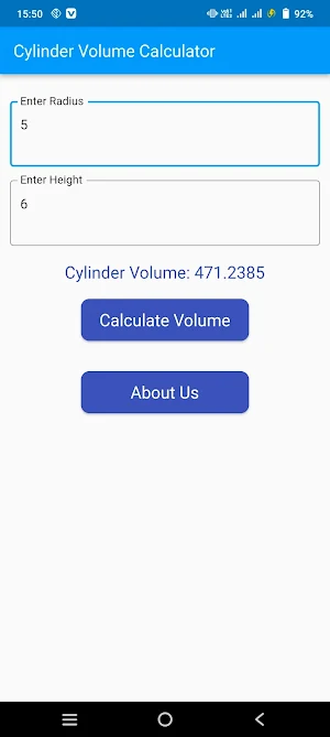 Cylinder Volume Calculator Screenshot 2